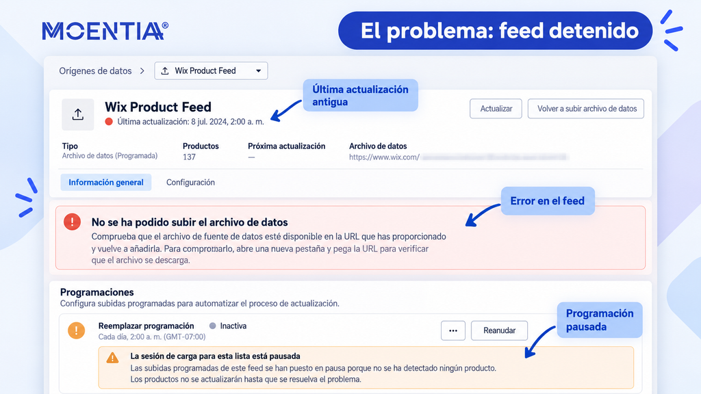 Error del catálogo de Meta que no se actualiza desde Wix